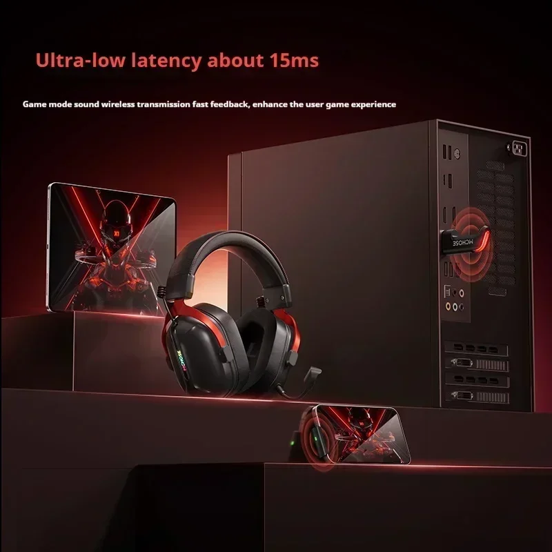 MCHOSE S9 Pro E-sport Gaming Headphone 3 Mode Wireless Aluminum Alloy AI Noise Reduction Gaming Headset Gamer Accessory Custom
