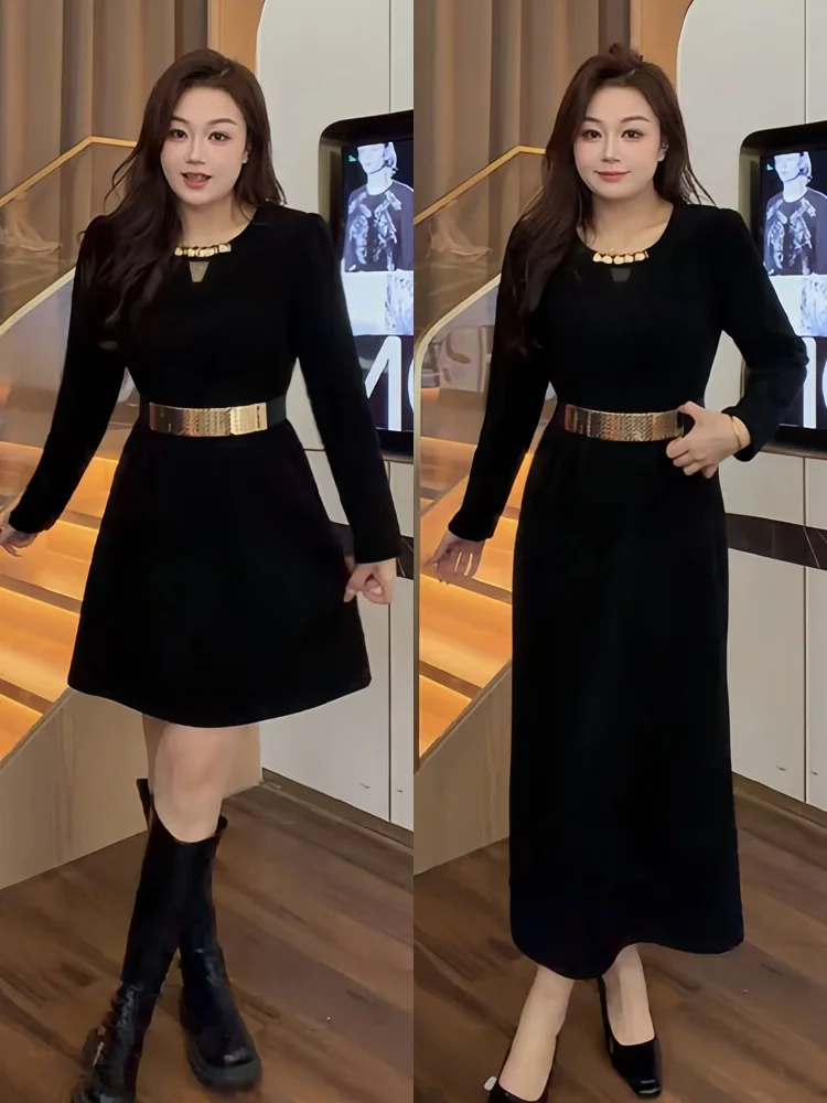 

Зимняя утепленная длинная юбка больших размеров для женщин, класса люкс, с завышенной талией, А-силуэт, из полиэфирного волокна, на молнии