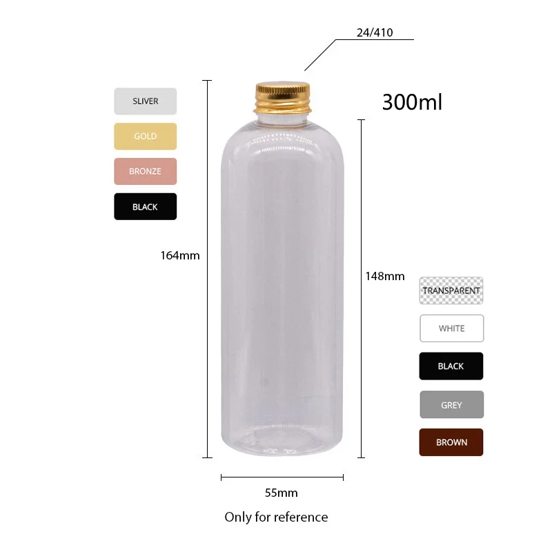12pcs 300ml 400ml 500ml Empty Plastic Bottles Silver Gold Black Bronze Aluminum Screw Cap Shampoo Washing Liquid Soap Lotion