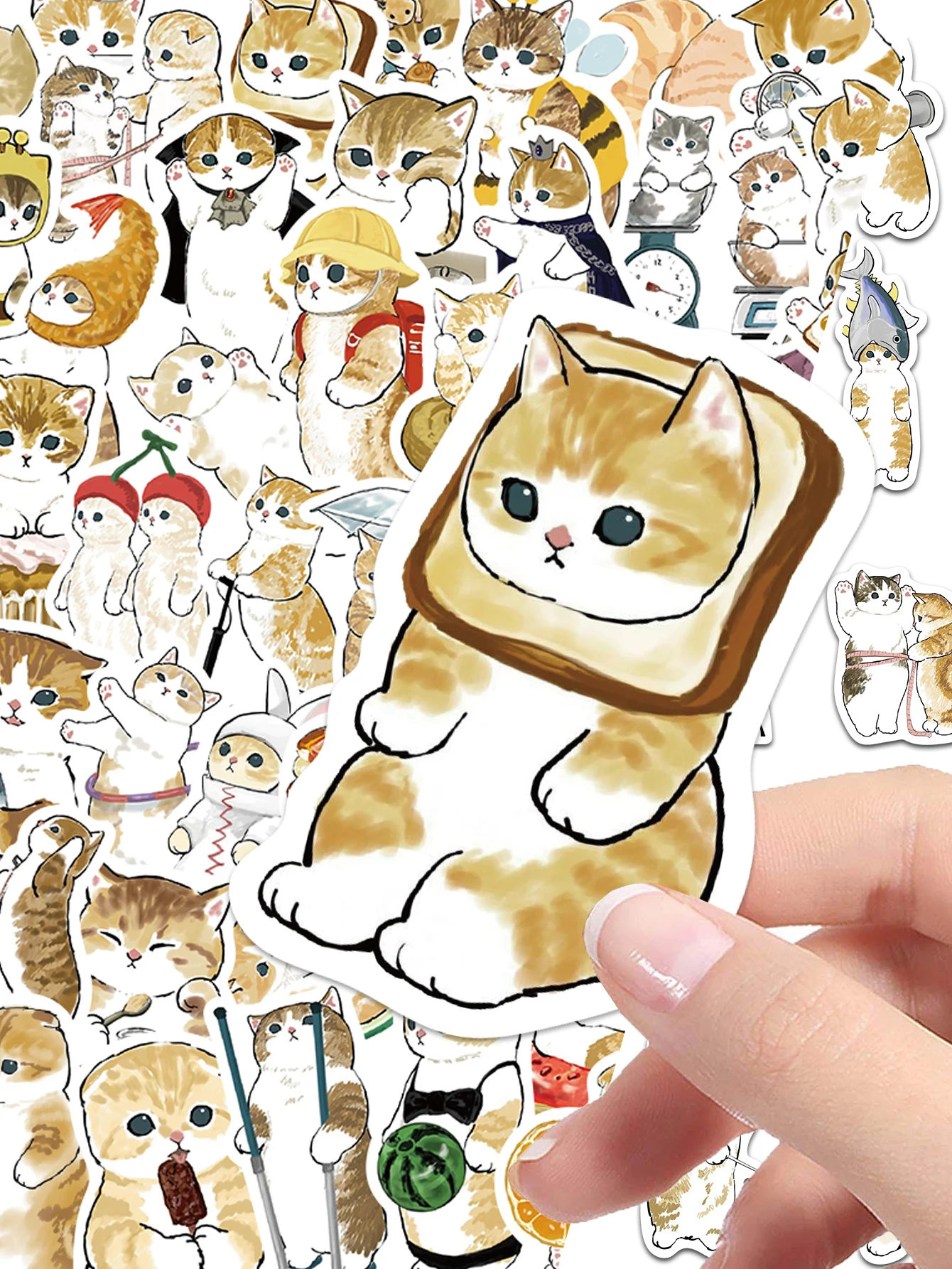 64pcs cat stickers cute cartoon orange cat decoration luggage phone case laptop skateboard guitar DIY waterproof stickers