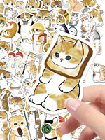 64pcs cat stickers cute cartoon orange cat decoration luggage phone case laptop skateboard guitar DIY waterproof stickers