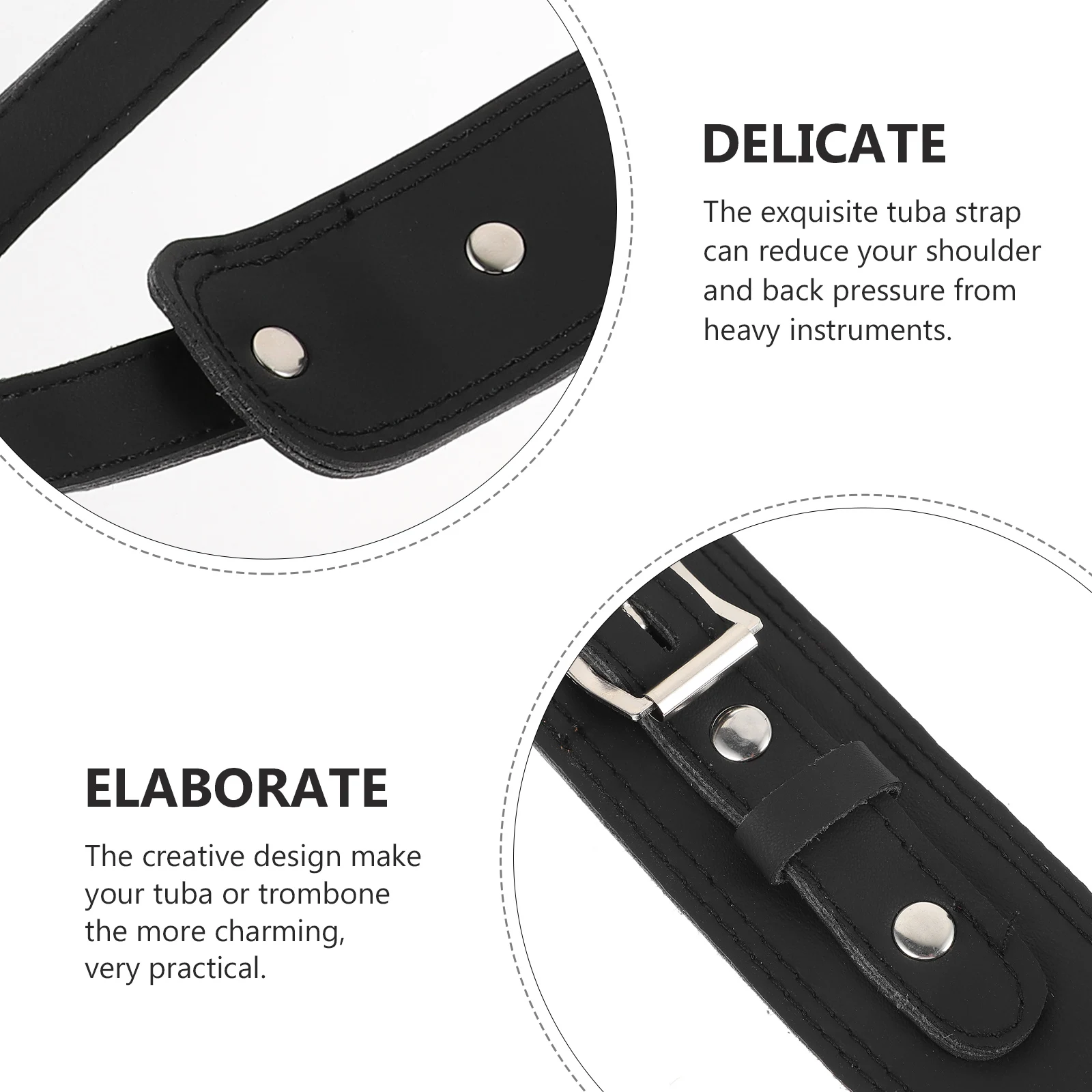 

1 Adjustable Cowhide Tuba Trombone Strap Black Musical Instrument Accessory Harness Bag Accessories Shoulder Pressure Relief