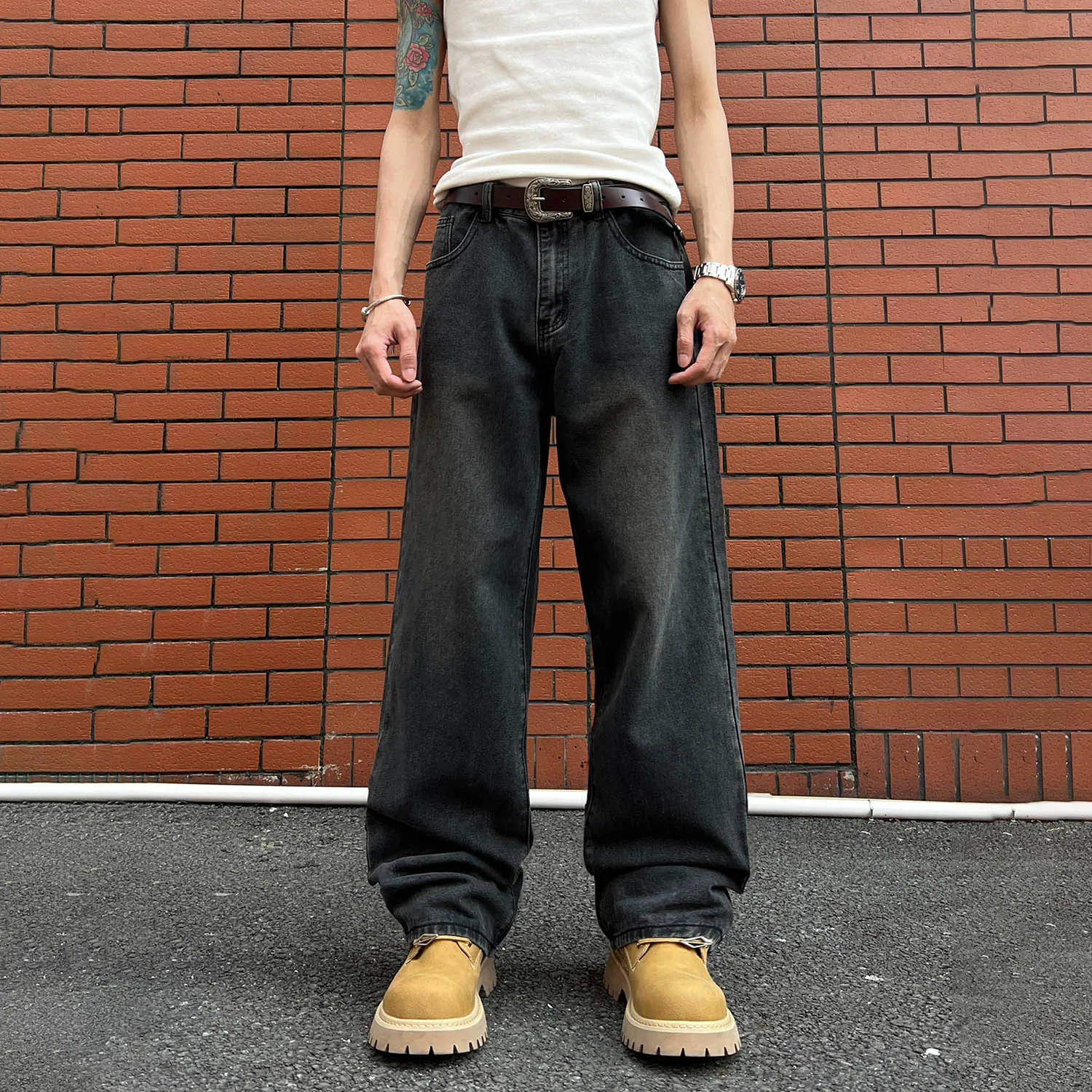 

New Men's Black Business Style Jeans Casual Straight Fashion Classic Black Work Denim Trousers Baggy Male Brand Clothing