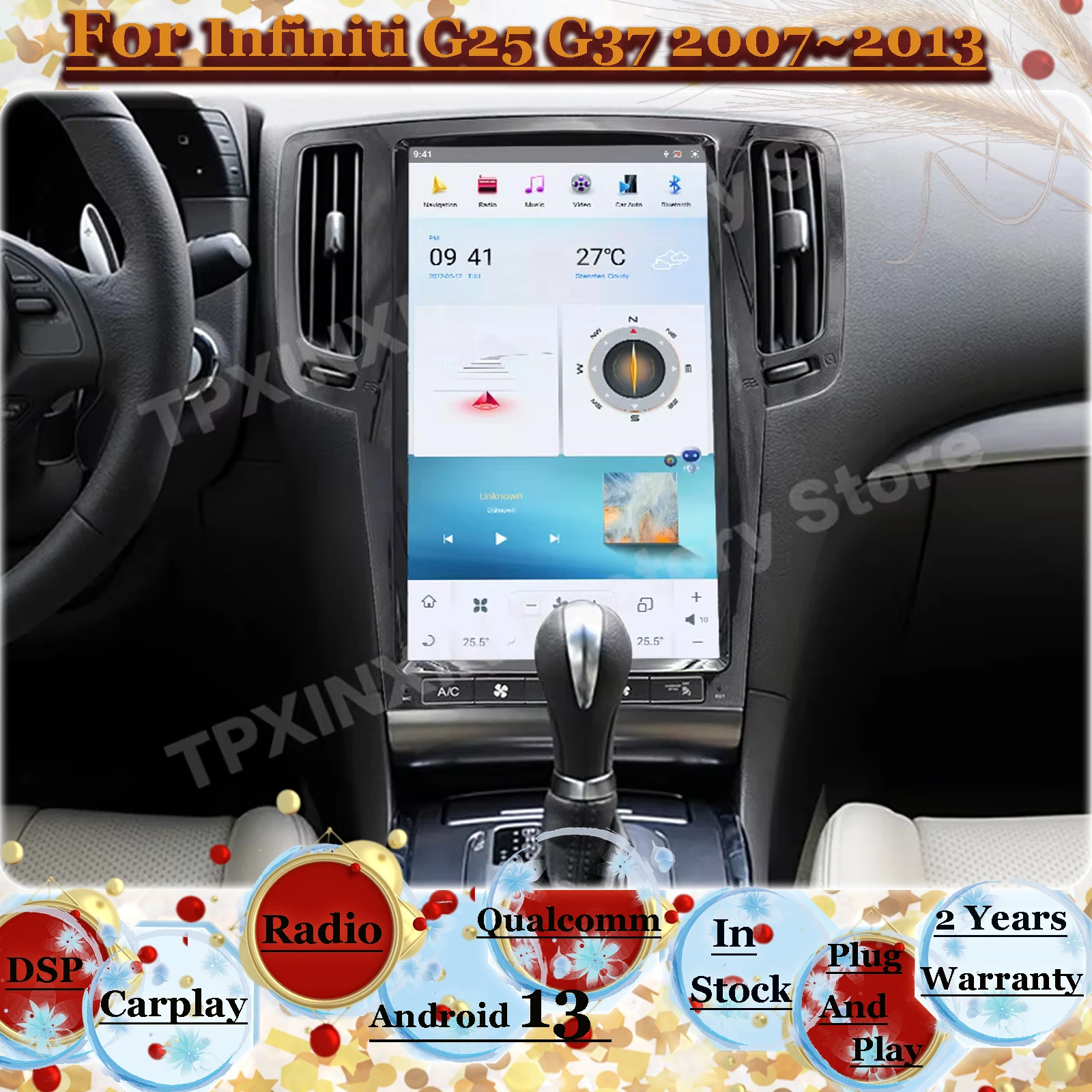 

Android 13 AUTO Carplay Touch Screen Radio Receiver For Infiniti G25 G37 2007 ~2013 GPS Navigation Multimedia Player Head Unit