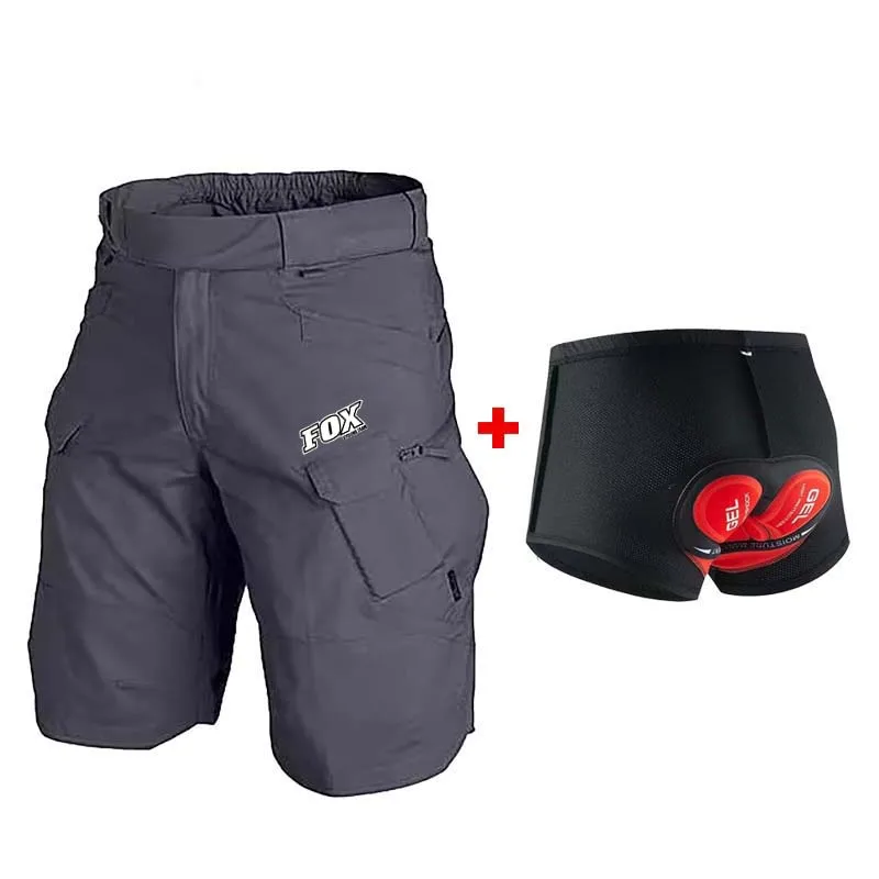 FOX Cycling Team Motorcycles Shorts Road Cargo Men's MTB Bicycle Short Pants Multi-Pockets Loose Downhill Bike Bottoms Trousers