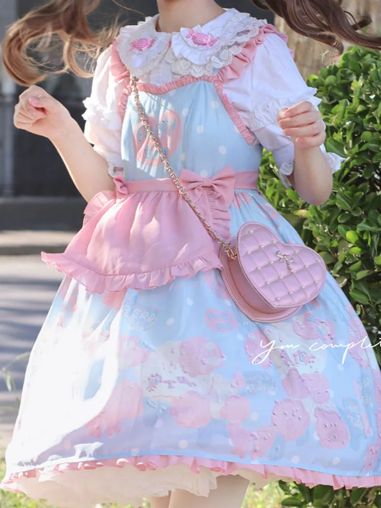 KIMOKOKM Summer Sweet Girl Fashion Clothes Blouses Lovely Peter Pan Collar Kawaii Folds Puff Sleeve Lace Lolita Inside Shirts