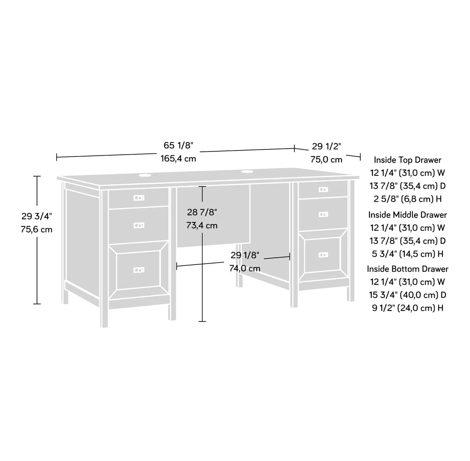 Escritorio ejecutivo, acabado blanco