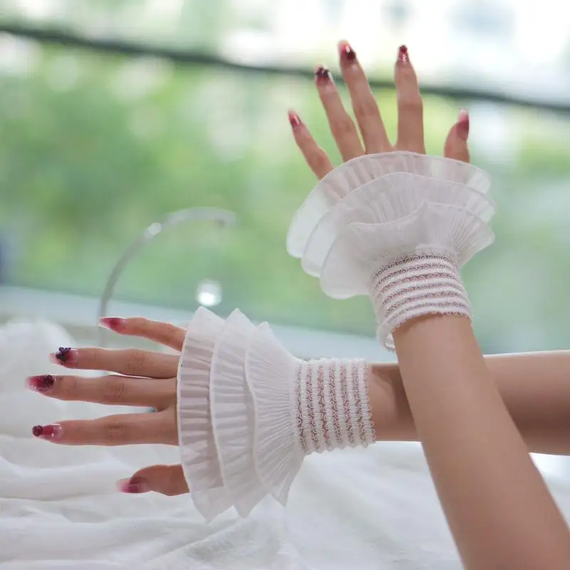 

1Pair Manicure Photo Three Layer Mesh Lace Decorative Cuff Sleeve Nail Showing Sleeve DIY Background Prop Nail Tool Accessories
