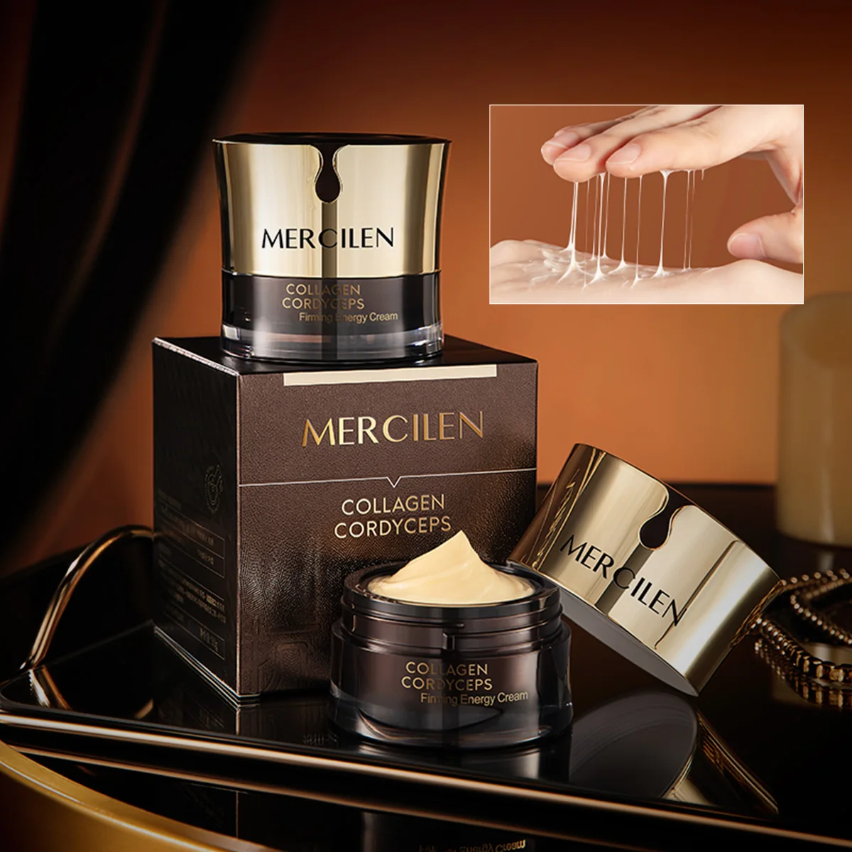 Mercilen Collagen Cordyceps Moisturizing Cream 50g, Moisturizing and Firming Facial Cream, Deeply Moisturizes and Firms the Skin, Improves Facial Fine Lines, Makes Skin Look Younger, Suitable for All Skin Types