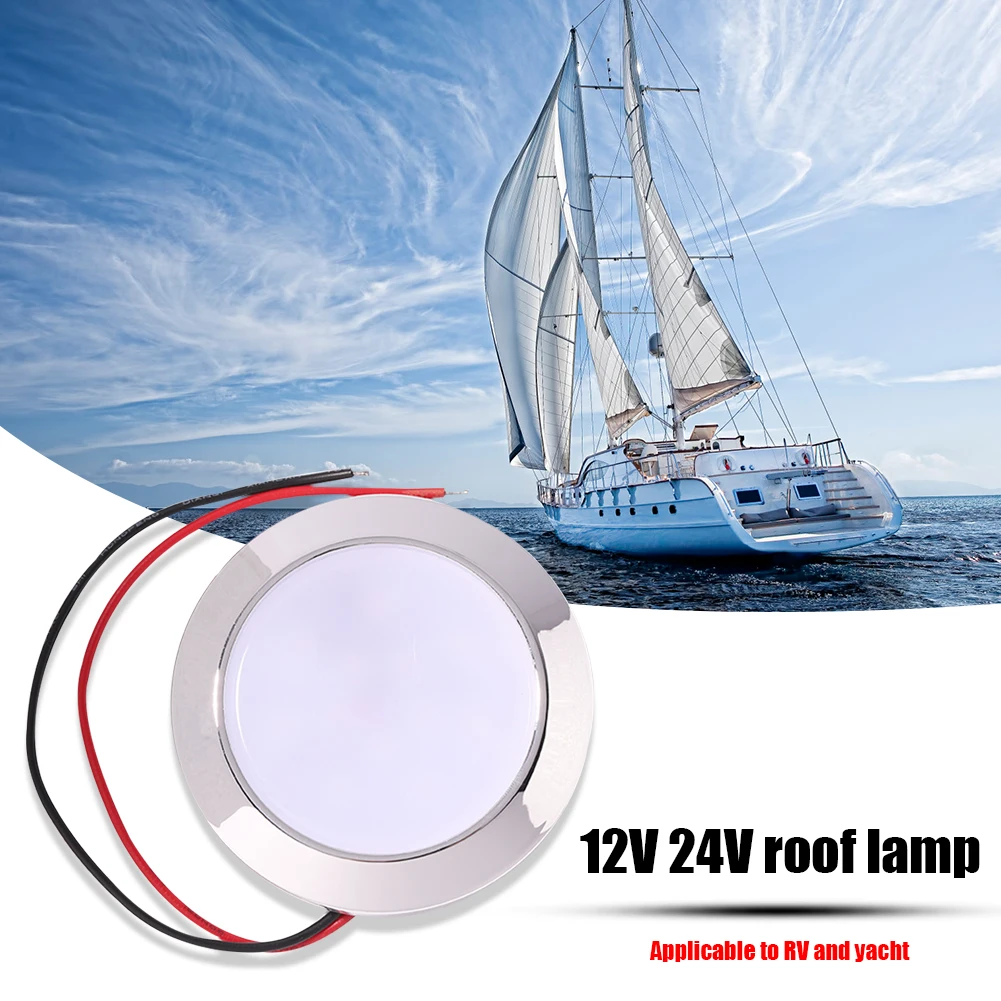 12V Recessed LED Ceiling Lights Auto Dome Reading Lamp IP65 Waterproof 24 SMT LED Panel RV Ceiling Lamp for Boat Camping Trailer