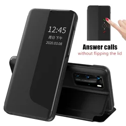 Flip Cover For Huawei P30 P20 Pro Mate 60 30 20 Pro Honor Magic 3 Pro Window View Smart Sleep Awake Answer Call Leather Case