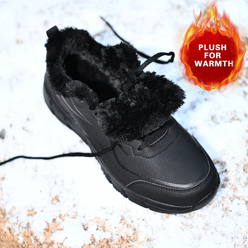 Casual Shoes Men Winter Warm Lightweight Soft Short Plush Cotton Shoes Men Sneakers Waterproof Outdoor Walking Shoes Plus Size