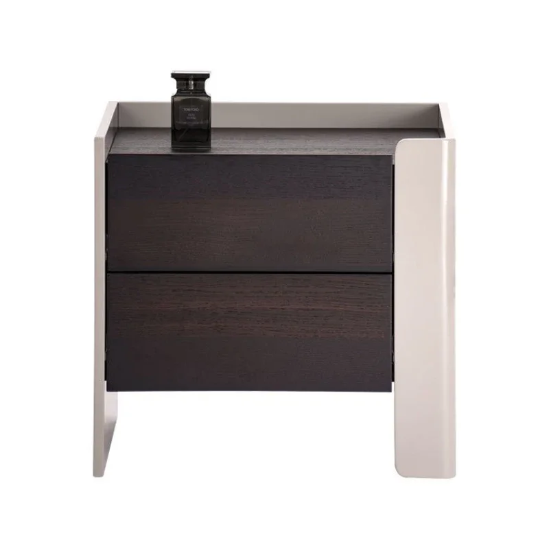 

Italian minimalist bedside table smoky color simple modern paint small apartment bedside table creative bedroom locker