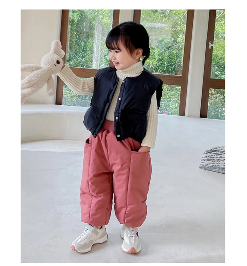 Pantalones de algodón para niñas y niños, pantalones cálidos de lana gruesa para invierno, pantalones de terciopelo acolchados para bebés, ropa para niños de 2 a 6 años