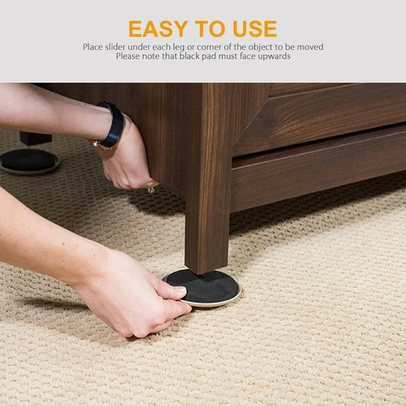 

16Pcs 3.5 Inch Round Carpet Furniture Sliders For Carpeted And Hard Floor Surface