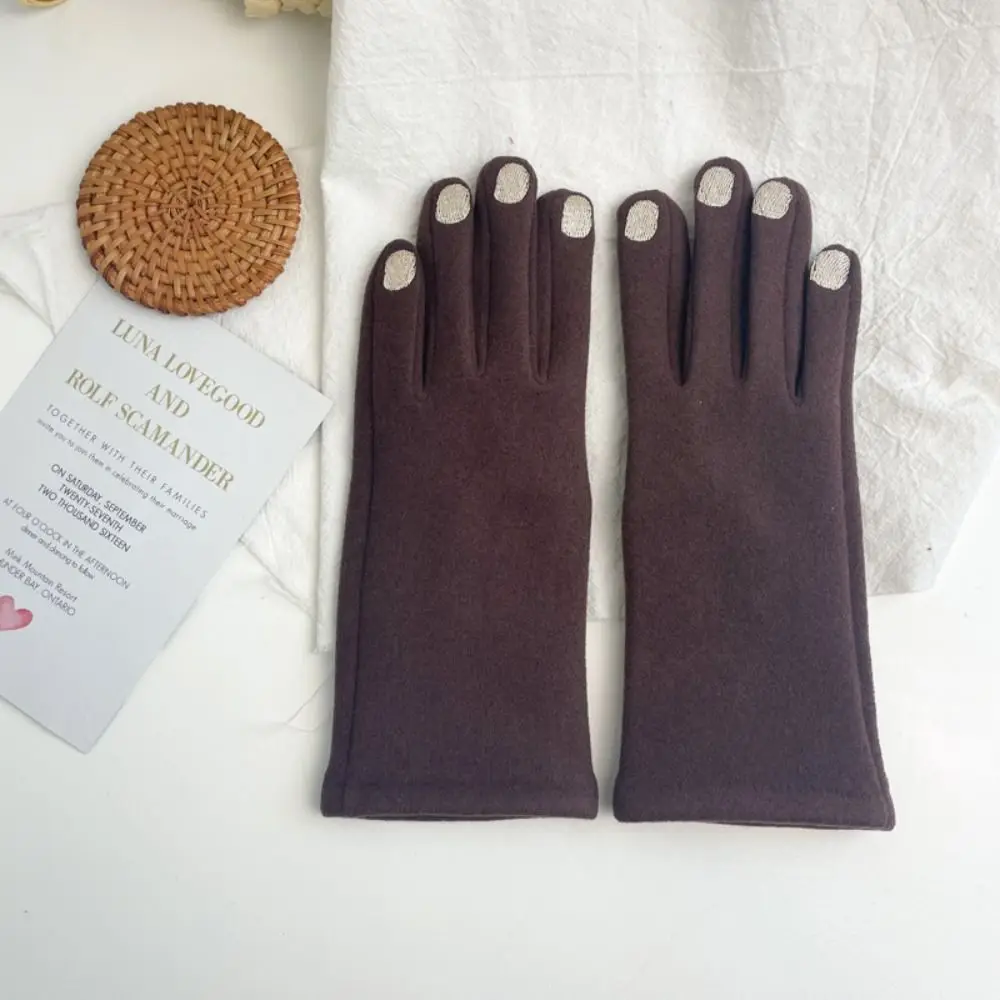 Women's Fashion Touchscreen Nail Polish Gloves Cold Resistant Thickened Split Finger Glove Windproof Vintage Winter Warm Gloves