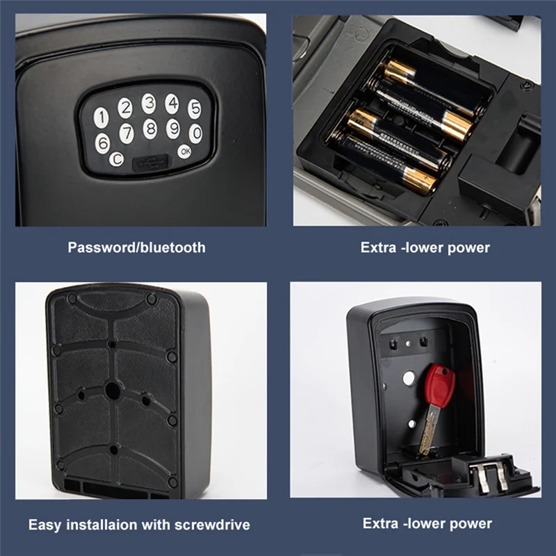 ABKI-TUYA Smart Key Box Cassetta di sicurezza per archiviazione Bluetooth App Smart Life Cassetta di sicurezza antifurto per montaggio a parete