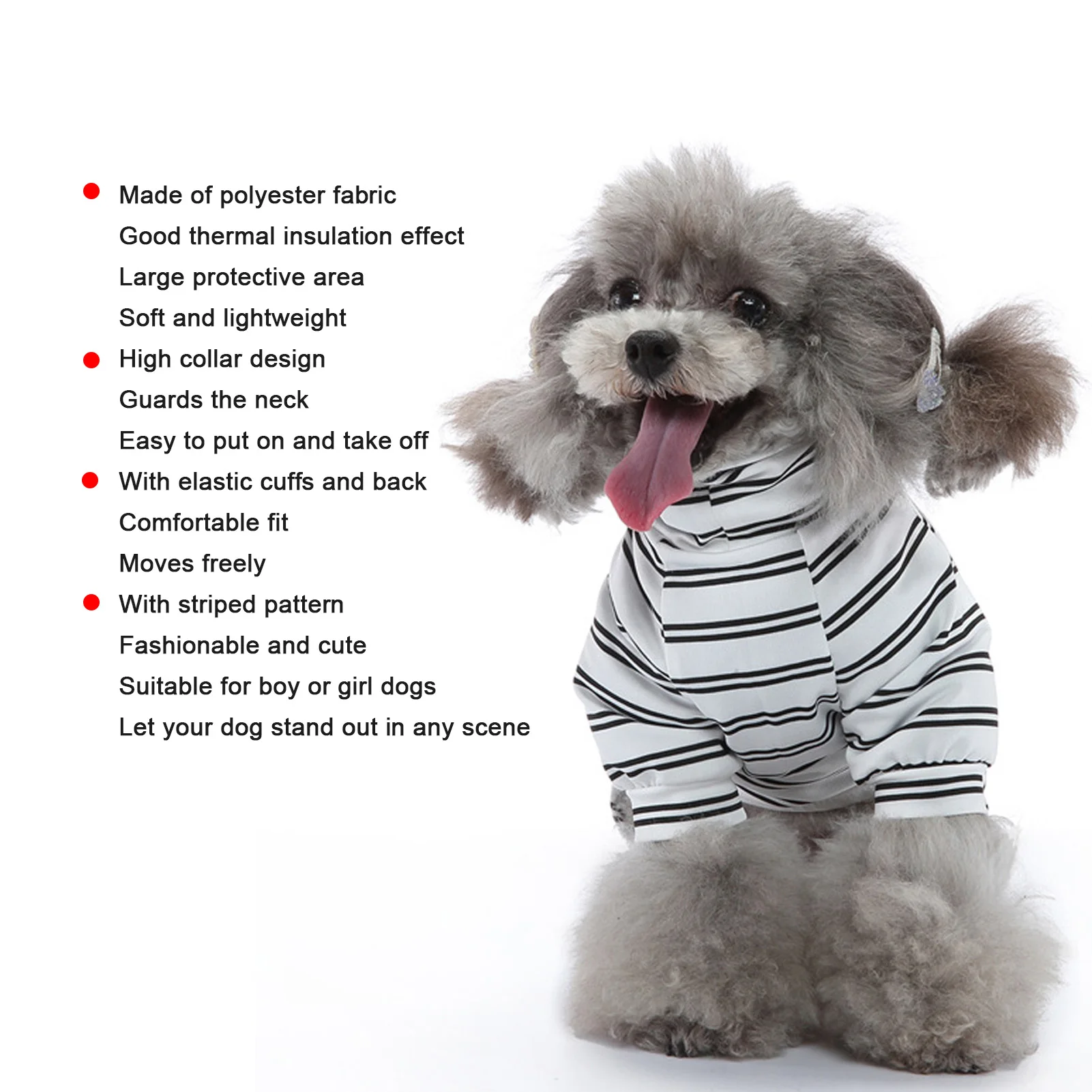 Striped Dog Pajamas Fashionable Cute Summer Thin 4 Legged High Collar Dog Jumpsuit For Indoor Outdoor