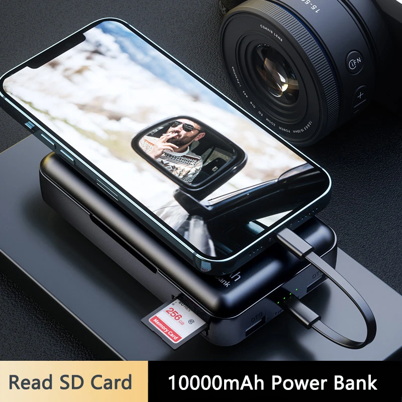 OTG Power Bank 10000mAh Portable Charger Powerbank for iPhone16 Xiaomi Samsung Huawei Spare Battery Poverbank Mobile OTG Adapter