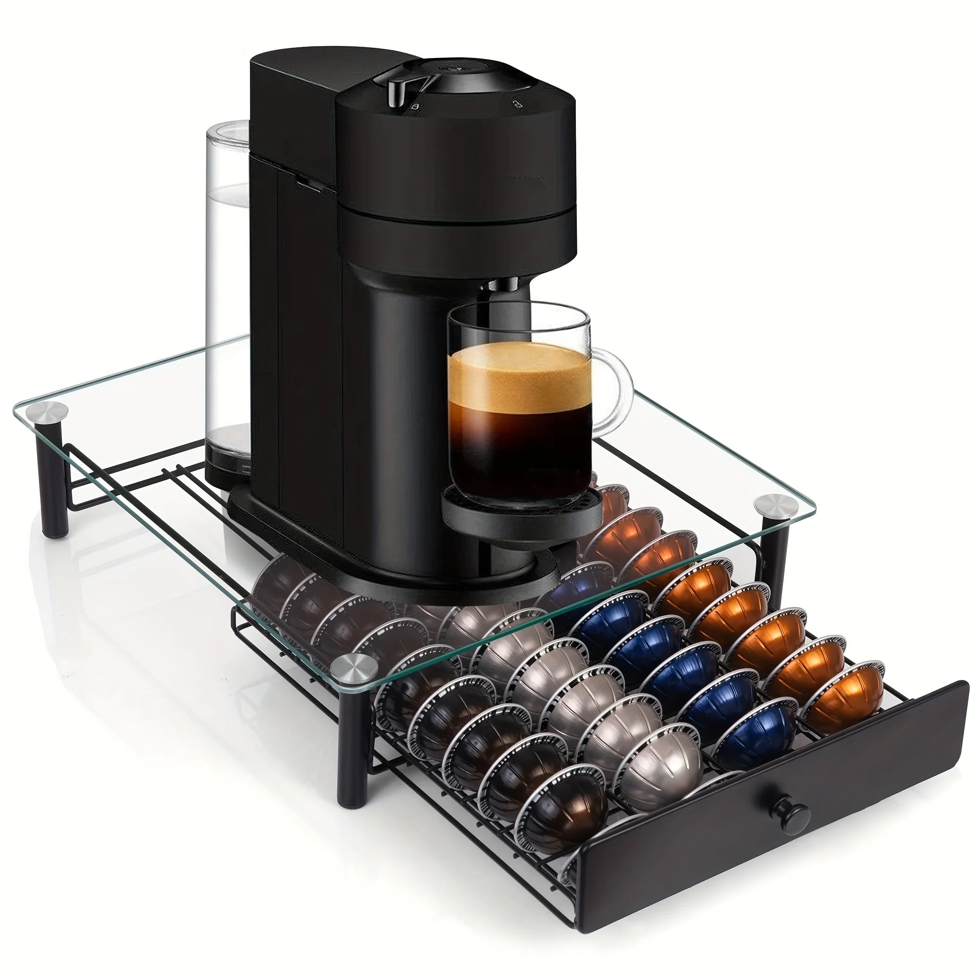 EASTSIGN Coffee Pod Holder Drawer, Coffee Capsule Storage Organizer, Coffee Pod Stands for Counter, Suitable for Home, Office, T