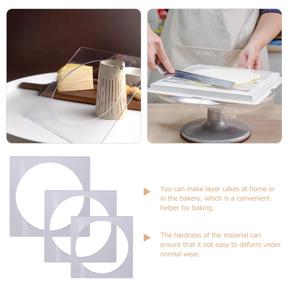 

3pcs Cake Mold Set Layer Pancake Molds Baking Tools Square Round Shaping Carving Cake DIY Decoration Non-Deforming Oil