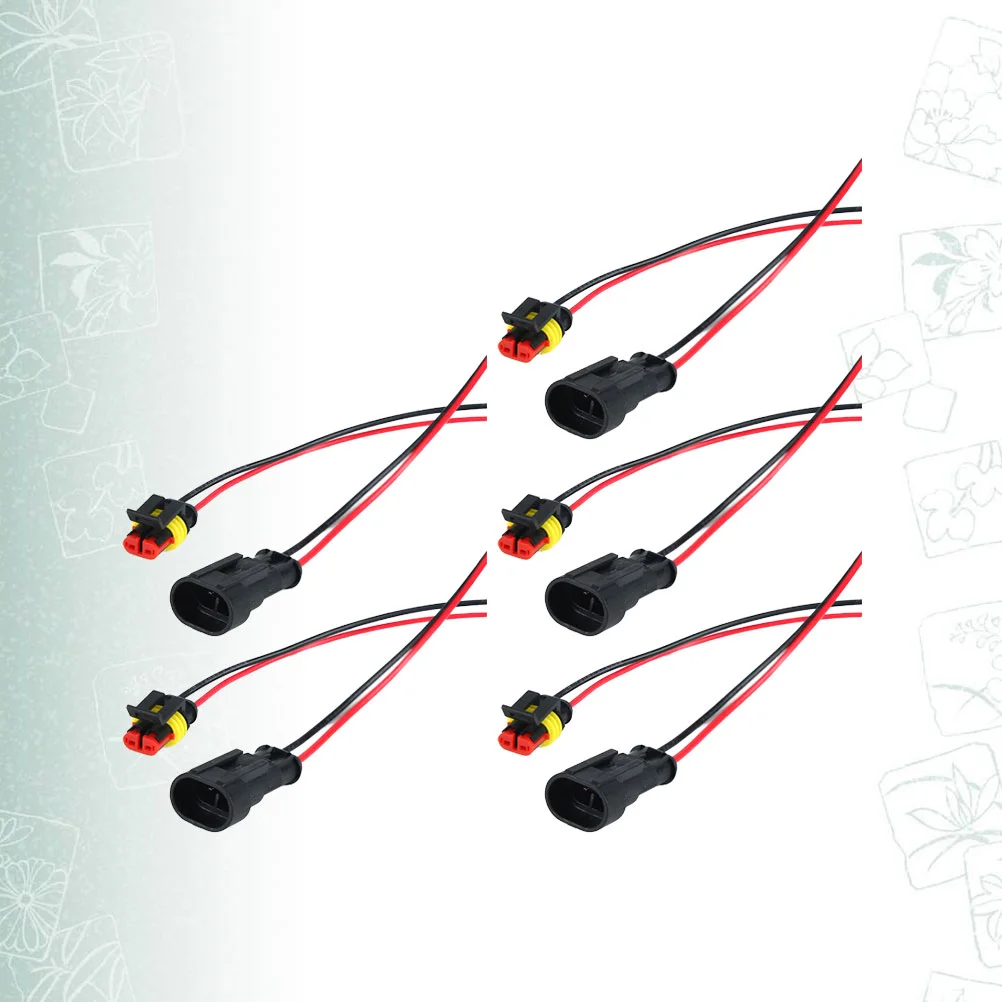 Colokan konektor listrik tahan air mobil, 5 buah colokan soket Terminal Harness kabel Pigtail dengan Harness kawat