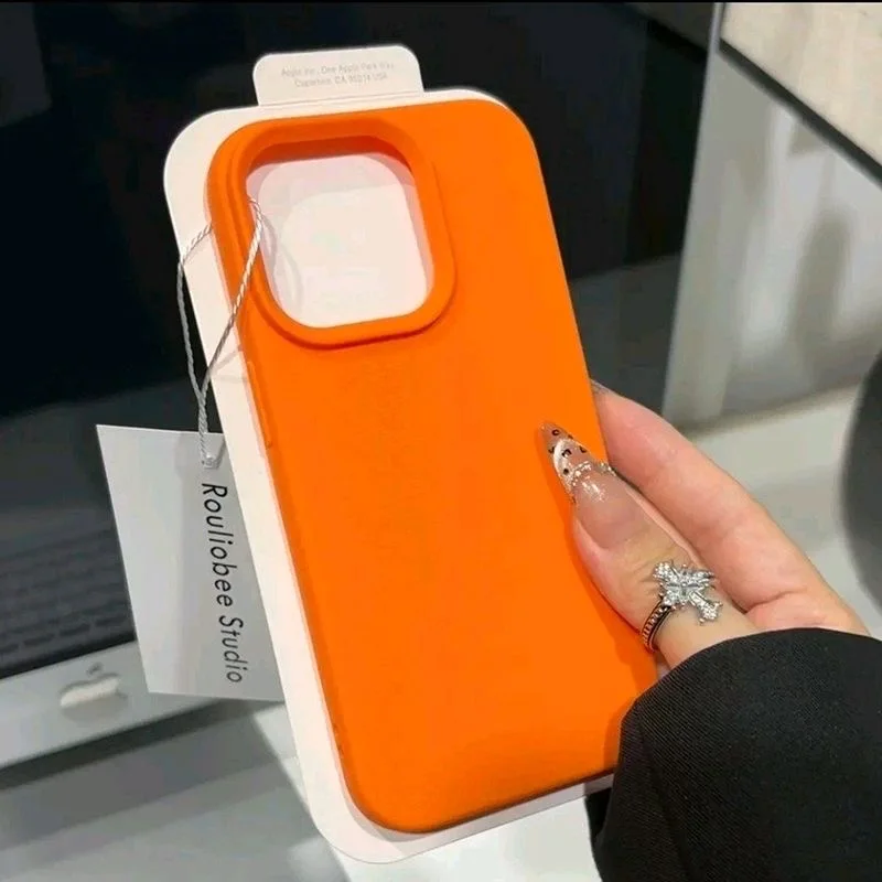 Casing Lunak Silikon Kulit Biru Langit Sederhana Modis Perlindungan untuk iPhone 16 15 13 12 11 14 Pro Max XS XR 16 Plus X Coque