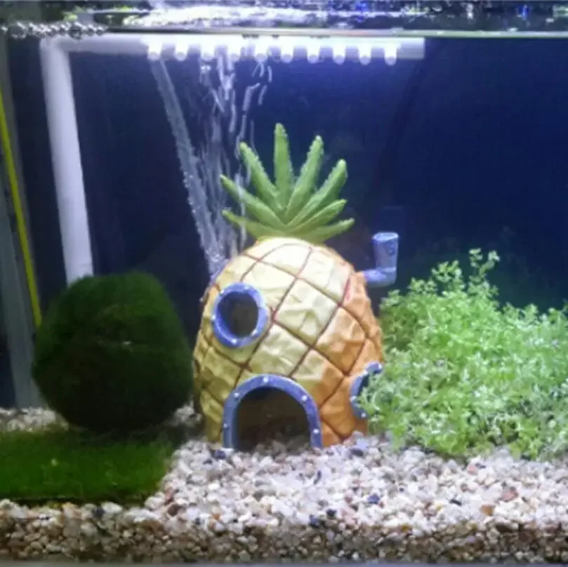 Decoración de Acuario, casa de piña krusty Krab, squidward, Tentáculo, pecera, paisajismo, adornos de resina