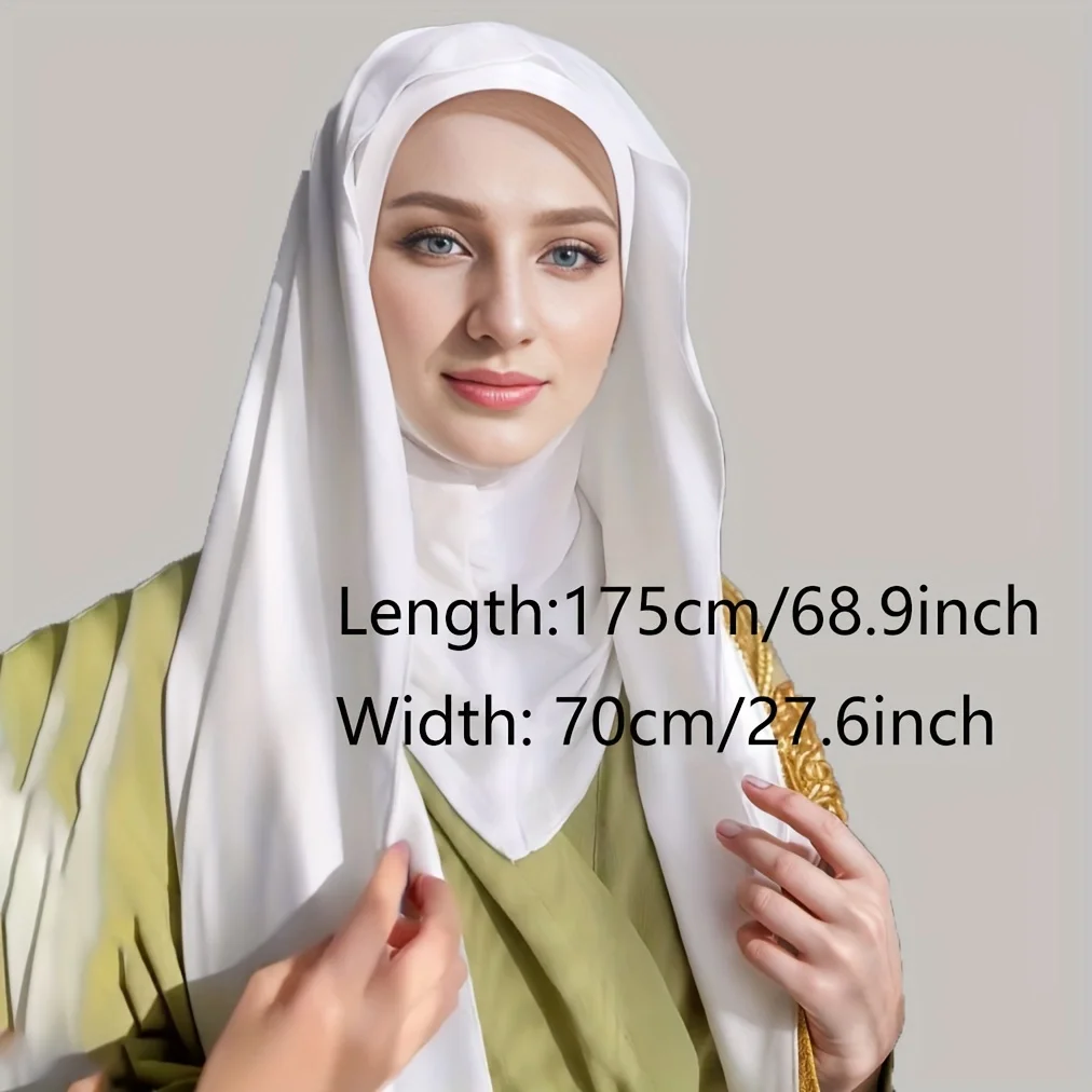 Hijab Chiffon Instantâneo para Mulheres, Hijab Respirável Fino, Lenço Ramadã Macio e Aconchegante, Protetor Solar Simples, Cor Sólida