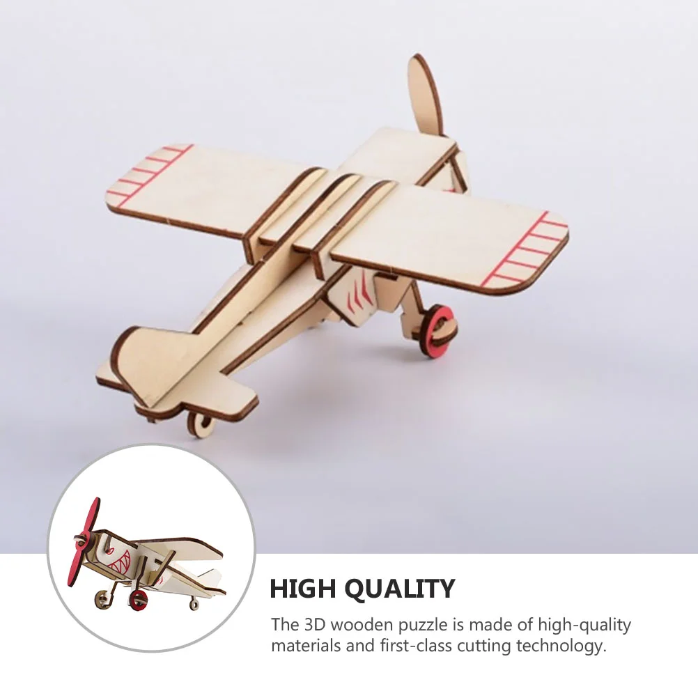 1 Set Wooden Assembly Puzzle Crafts 3D DIY Airplane Model Toy for Children wooden puzzle craft handmade assembled airplane model