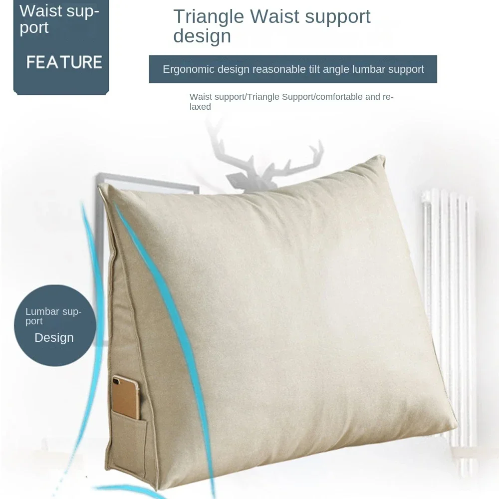 1PC Technology Cloth Solid Very Soft and Cozy Bedside Pillow Thick Large Bed Backrest Triangle Beach Swing CHair Bench Cushion