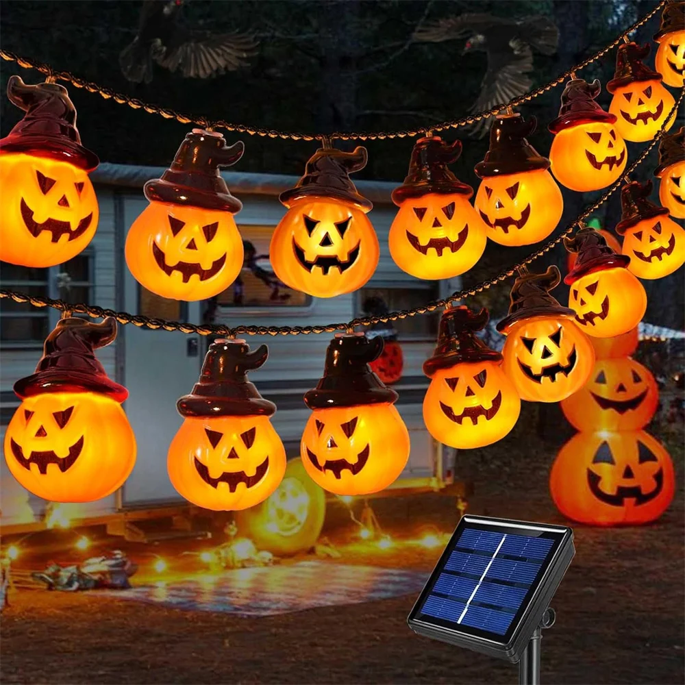 

Solar Pumpkin Lights for Halloween Decorations Outside Newest Spooky Pumpkin Lights String for Outdoor Halloween Yard Decoration