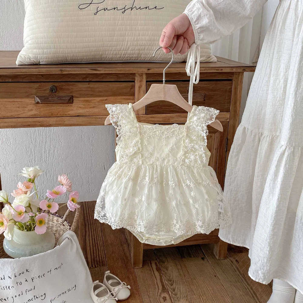 Princess Baby Girl Dress Romper 0-2Years Cute Newborn Sleeveless Lace Skirted Bodysuit Outfits Birthday Party Sunsuit Clothes