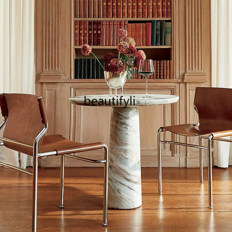 

Marble Luxury Stone Dining Table Clothing Store Round Table Light Luxury Italian Minimalist Dining Table6005