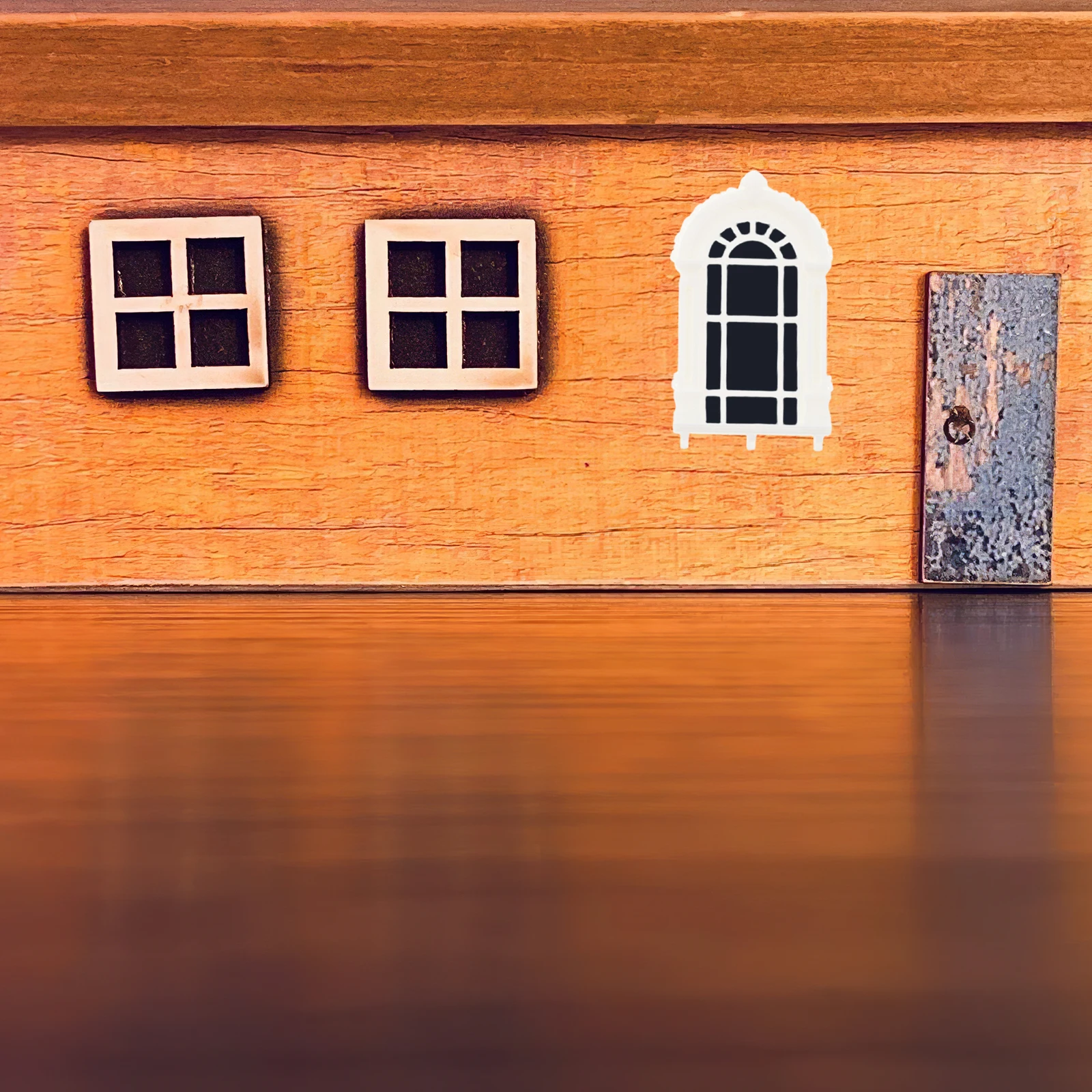 

4pcs Miniature Dollhouse Windows Retro Arch Design Wear-Resistant Pla Tiny Window Frames For Diy Dollhouse Building Miniature