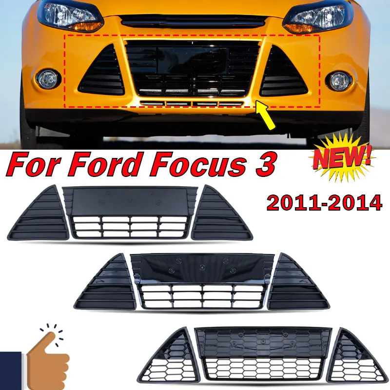 

Car Accessories For Ford Focus 2012 2013 2014 Front Bumper Lower Grille Racing Grille Grills Honeycomb Glossy Matte Black Mesh