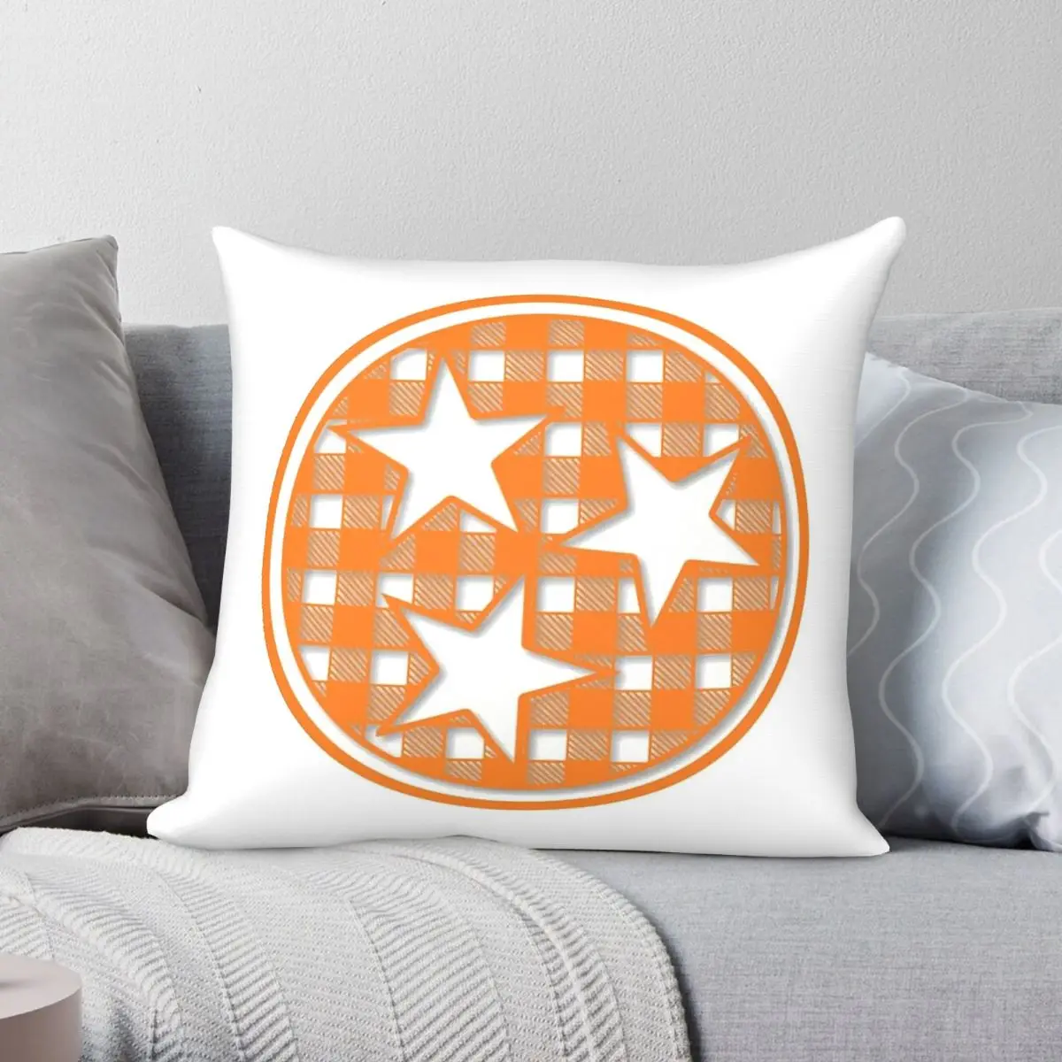 Funda de almohada cuadrada Tennessee Gingham Tristar, funda de almohada decorativa con cremallera creativa de terciopelo y lino de poliéster, funda de cojín para cama