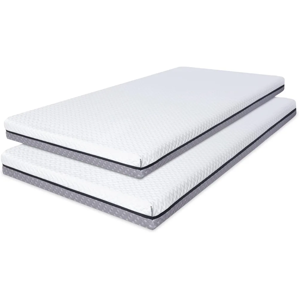 5 in. Deluxe Memory Foam Mattress Twin, Dual-Sided - for Bunk Bed, Daybed, Trundle or Folding Bed Replacement (2 Pack)