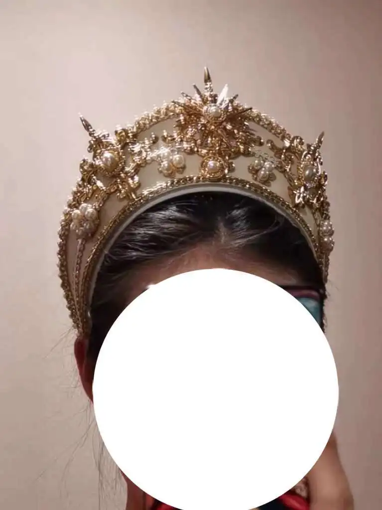 

Lolita Virgin Mary Halo Tudor Crown Hat Embryo Angel Hair Hoop Headwear Photo Golden Gorgeous Crown