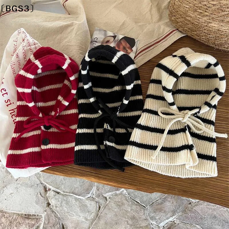 〔BGS3〕Kids Autumn-Winter Warm Thick Knit Hat Scarf Set Versatile Wool Knitted Ear Protector Cap Skullies For Boys And Girls