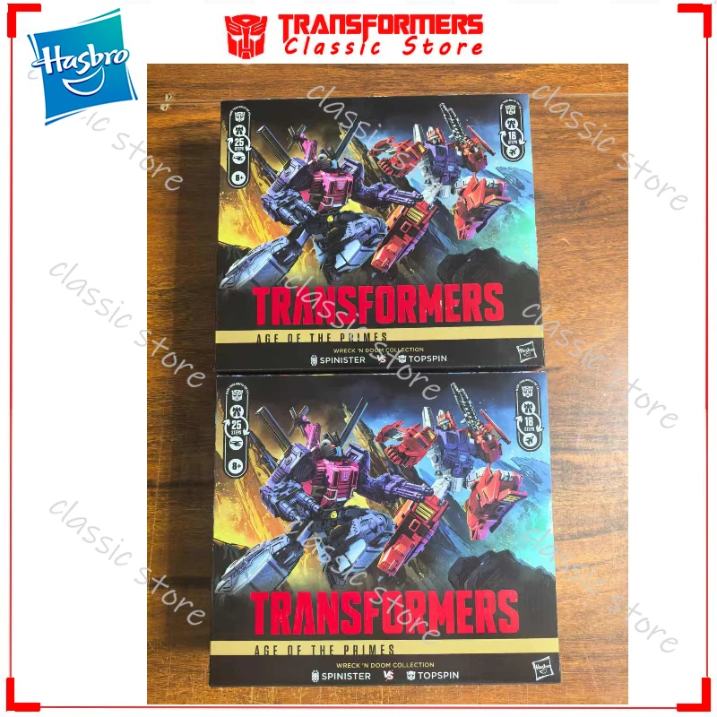 

In Stock Classic Hasbro Transformers Toys Age Of The Primes Spinister VS Topspin Cybertron Autobots Action Figures Collectible