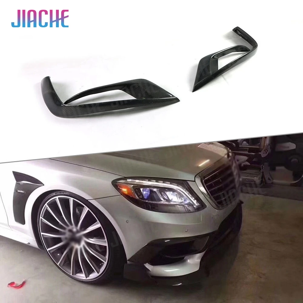 

For S Class W222 Carbon Fiber Front Bumper Lip Air Flow Corner Splitters Vents Canards for Mercedes Benz S63 S65 AMG 2014-2017