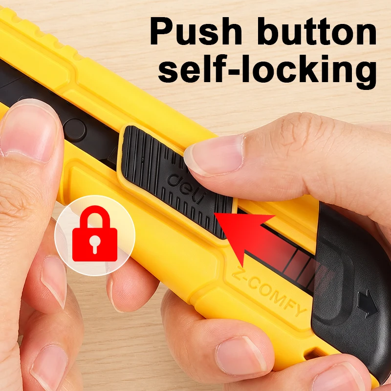 Plastic Grip Utility Knife 18mm SK2 Black Blade Breaker Built-in Blade Lock Heavy Track Safe Cut for Office Craft Daily Sharp