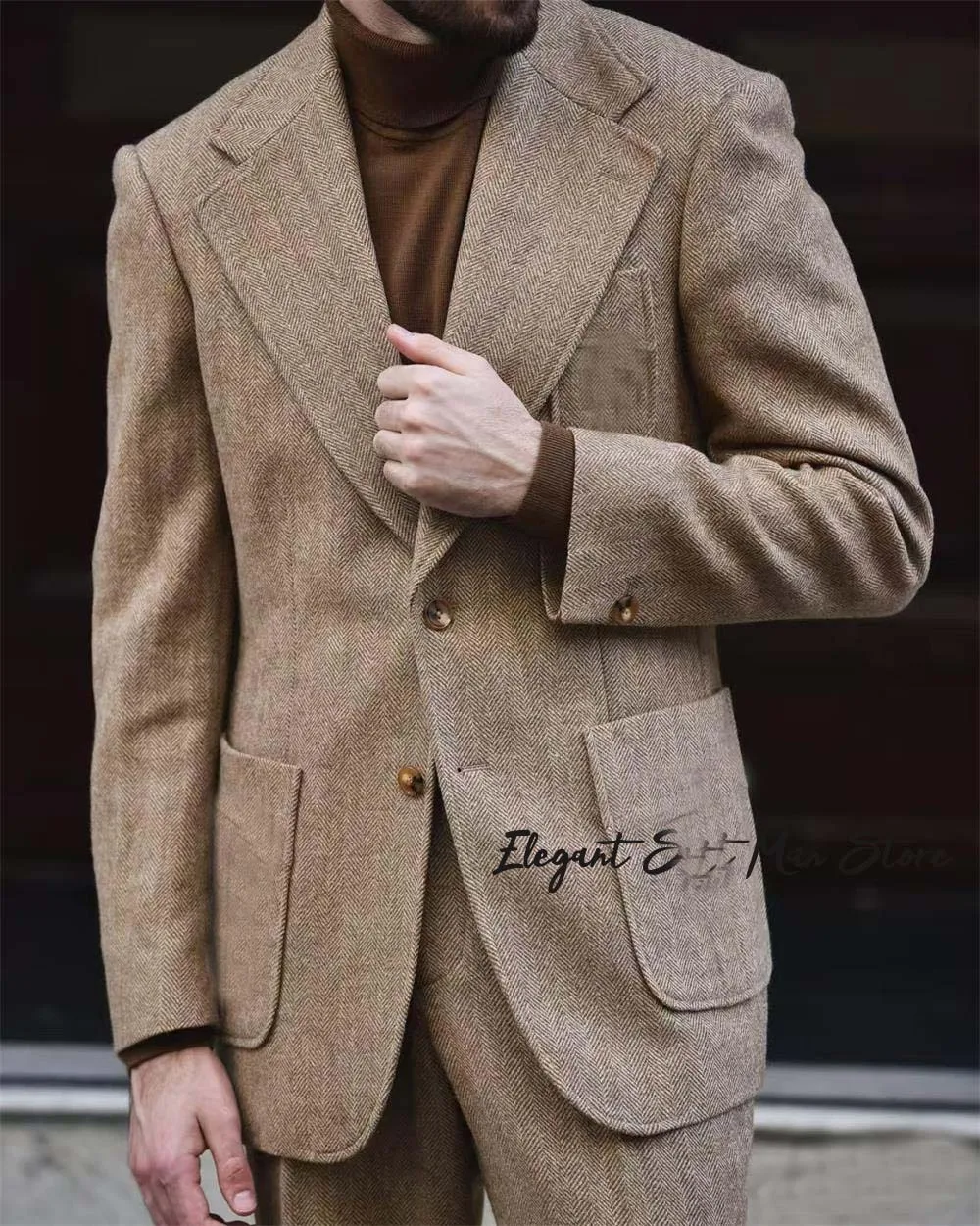 

Мужской деловой костюм Kent с узором «елочка», брюки-пиджак Kent в итальянском стиле в стиле ретро (куртка + брюки), комплект мужского костюма на заказ