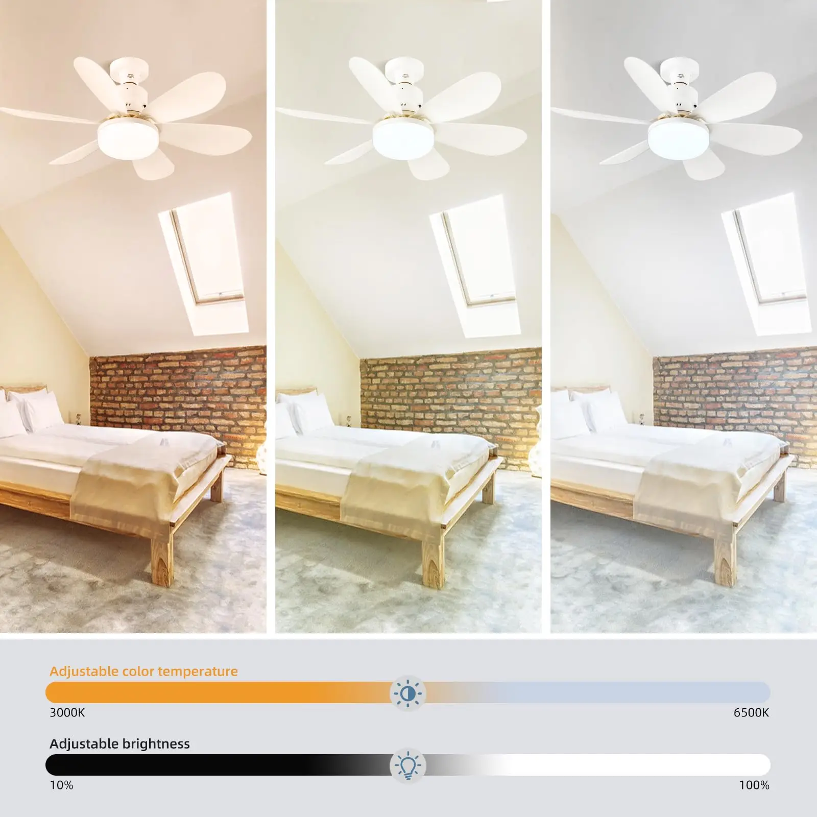 30W/40W LED Ceiling Fan Light E27 with Remote, Dimmable 3-Color 3000K-6500K, 2000 Lumens, for Bedroom, Living Room, Kitchen