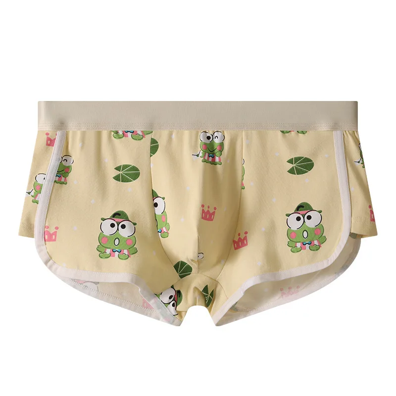 

Men's Cute Frog Print Cotton Boxer Brief | Soft Breathable Casual Underwear