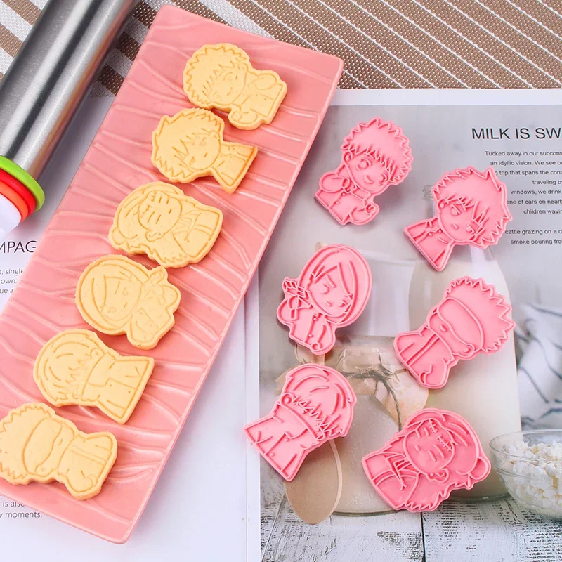 6pcs Anime Jujutsu Kaisen Cookie Cutters Set Baking 3D Press Stamp Embosser Biscuit Mold Cookie Stamp Cutter Cake DIY Mold