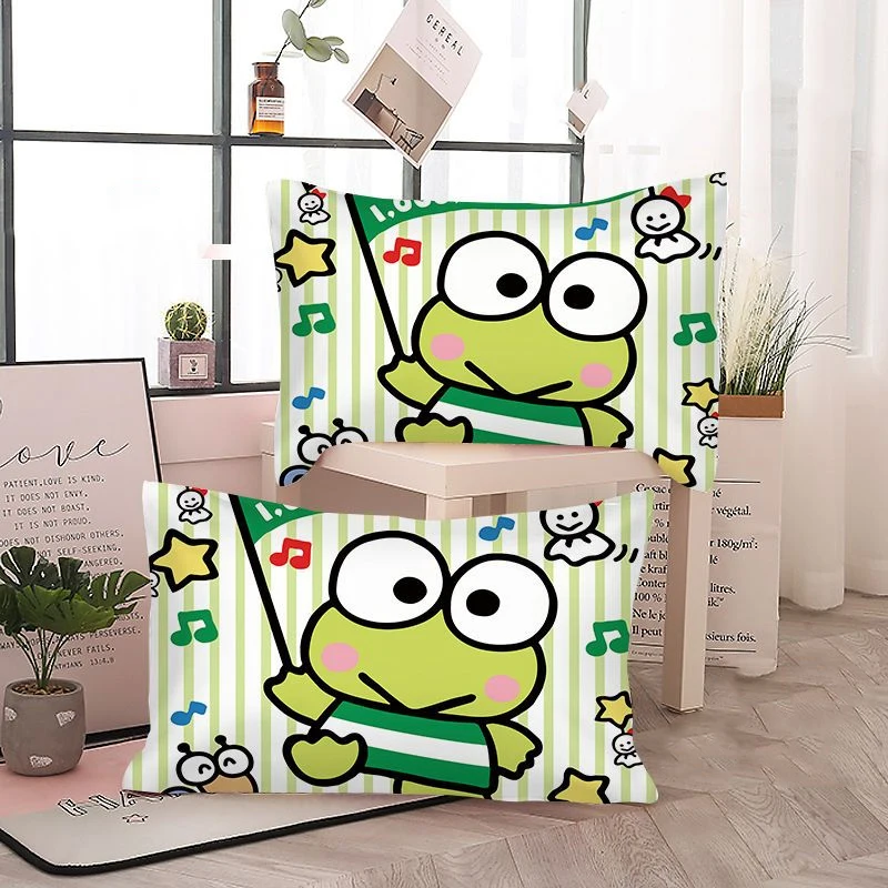 Sanrio Kawaii Kero Kero Keroppi Pillowcase Anime Double-sided Brushed Dormitory Anti-dirty Cartoon Pillow Protective Cover