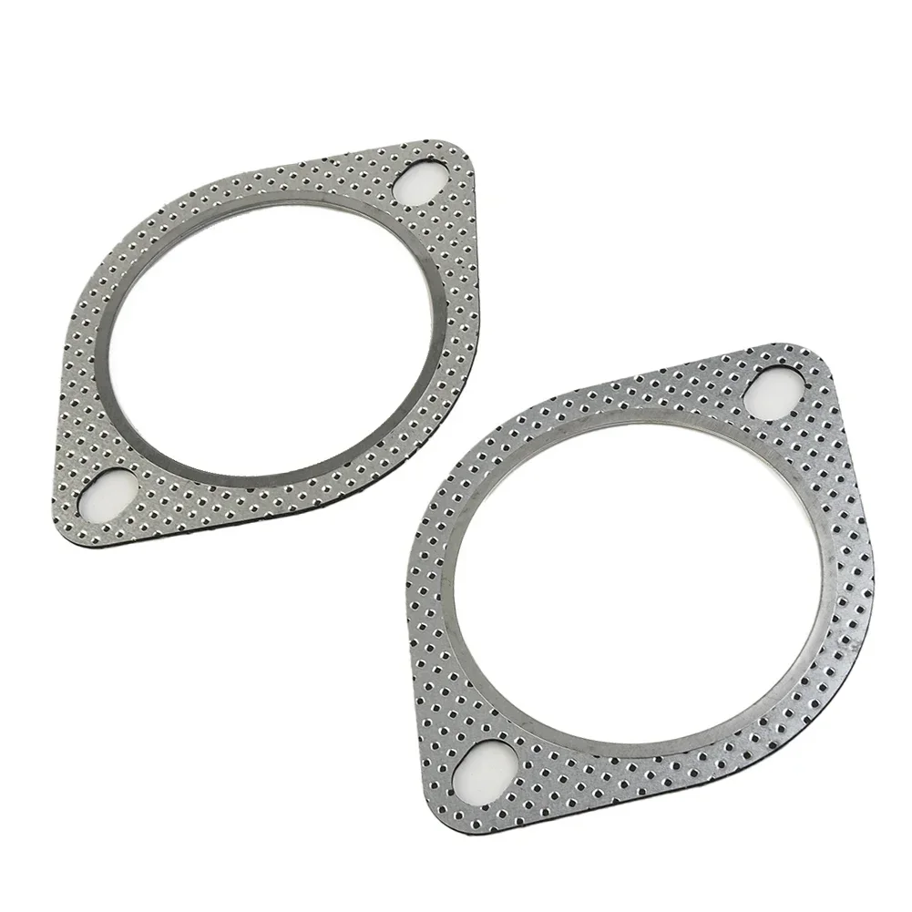 

2x Sliver Flange Gasket Car Exhaust Gasket 3 Inch Diameter Downpipe Metal Multi Layer Reinforced For Nissan For Honda