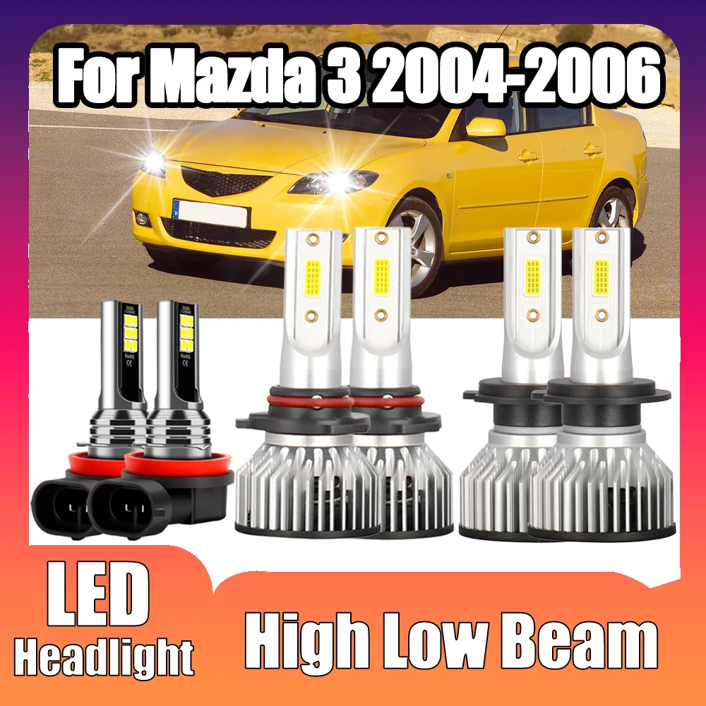 

6000K White Turbo HeadLamp High Low Beam Car LED Headlight Bulbs Canbus No error LED Car Foglights For Mazda 3 2004 2005 2006